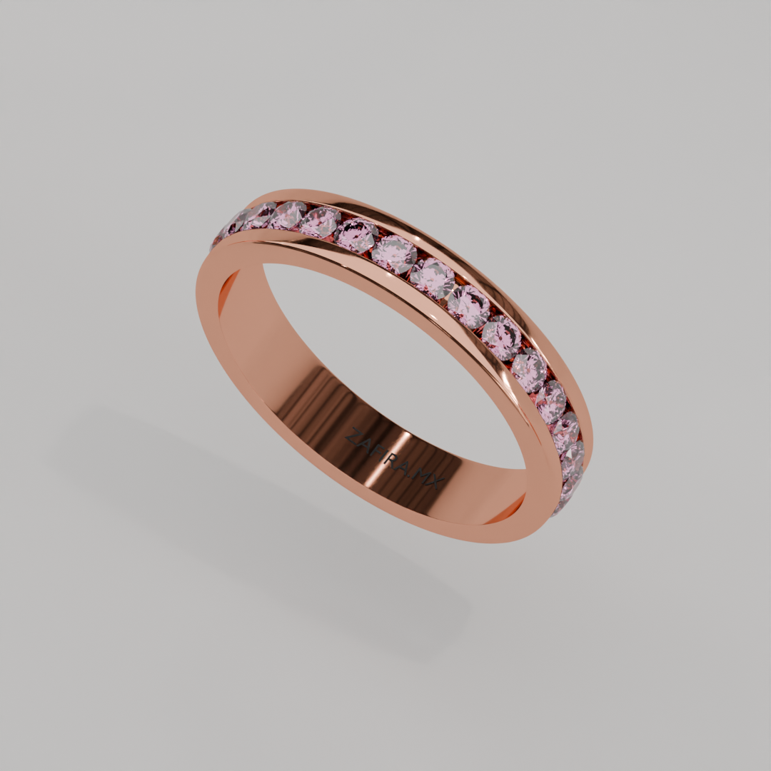 Churumbela Completa Turmalina Rosa CANAL- Birthstone Octubre -2.5mm - Churumbela de Oro (10k, 14k, 18k) y Moissanitas