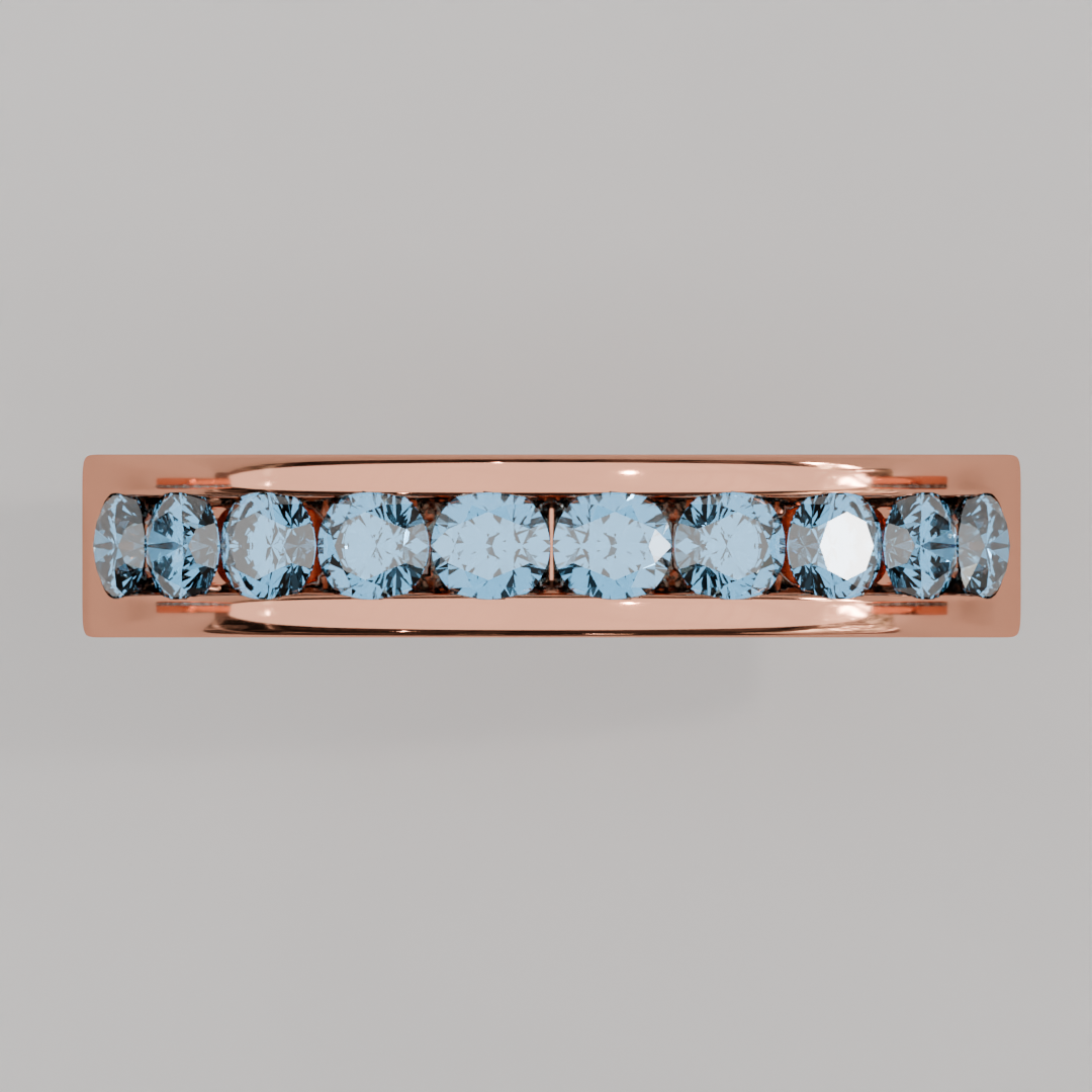 Media Churumbela Topacio Azul CANAL - Birthstone Diciembre -3.0.mm - Churumbela de Oro (10k, 14k, 18k) y Moissanitas