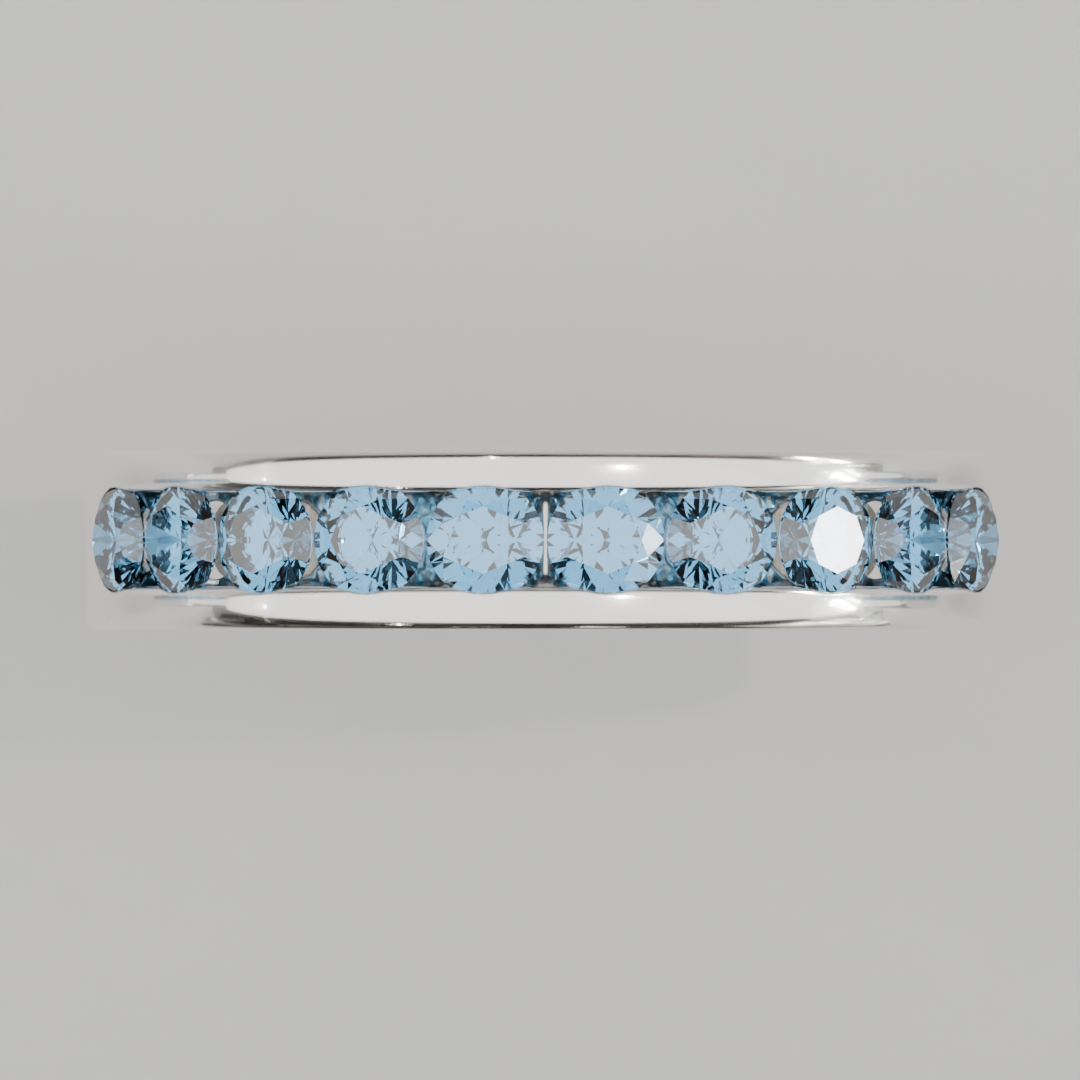 Media Churumbela Topacio Azul CANAL - Birthstone Diciembre -3.0.mm - Churumbela de Oro (10k, 14k, 18k) y Moissanitas