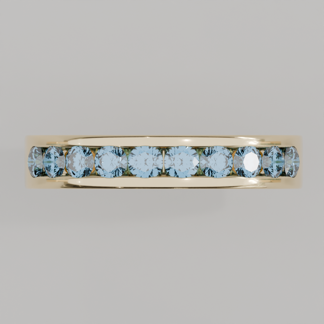 Media Churumbela Topacio Azul CANAL - Birthstone Diciembre -3.0.mm - Churumbela de Oro (10k, 14k, 18k) y Moissanitas