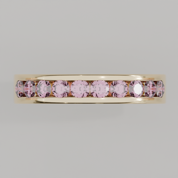 Media Churumbela Turmalina Rosa CANAL - Birthstone Octubre - 3.0mm - Churumbela de Oro (10k, 14k, 18k) y Moissanitas