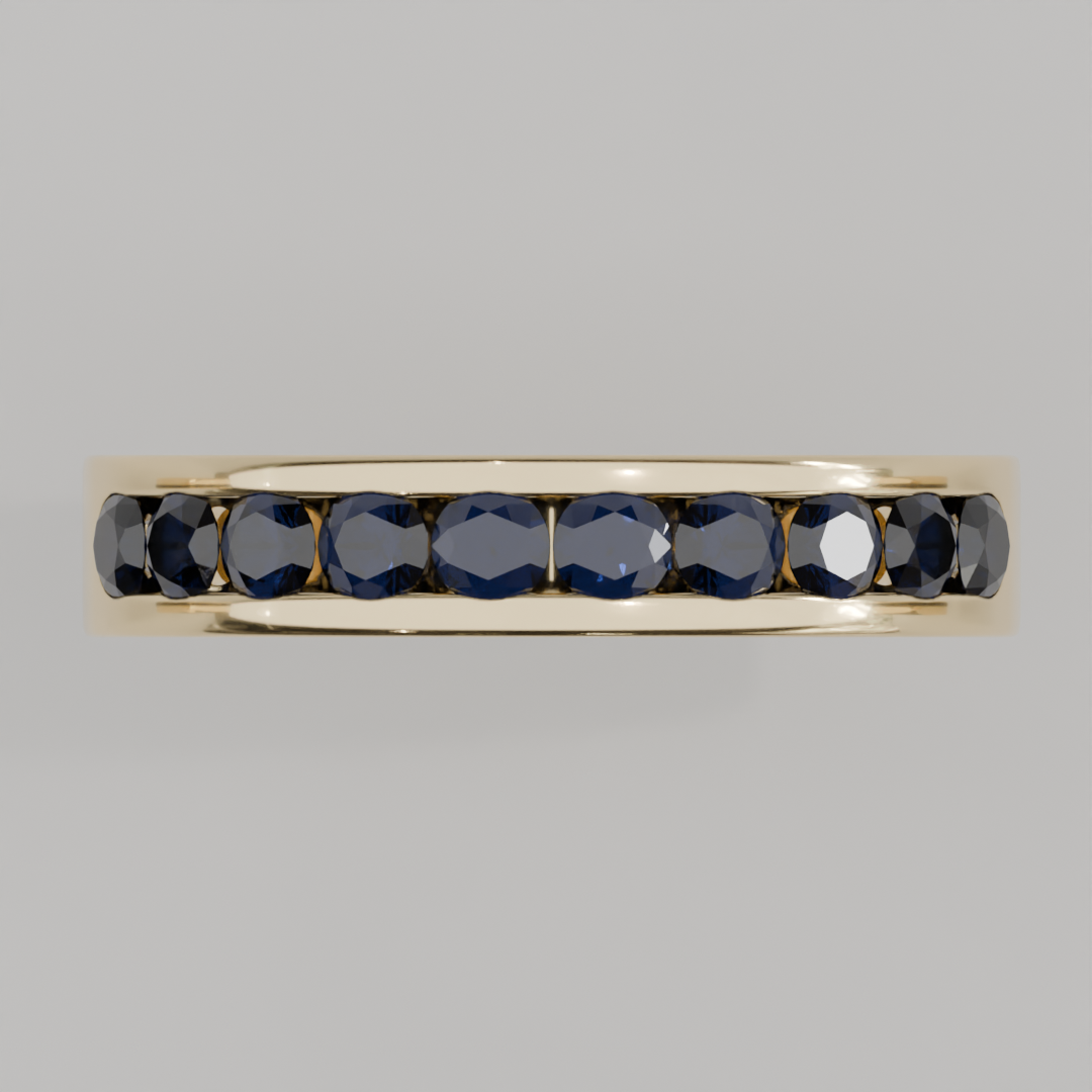 Media Churumbela Zafiro CANAL - Birthstone Septiembre -3.0mm - Churumbela de Oro (10k, 14k, 18k) y Moissanitas