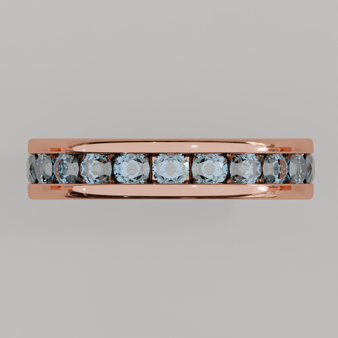 Churumbela Completa Topacio Azul CANAL- Birthstone Diciembre -3.0.mm - Churumbela de Oro (10k, 14k, 18k) y Moissanitas