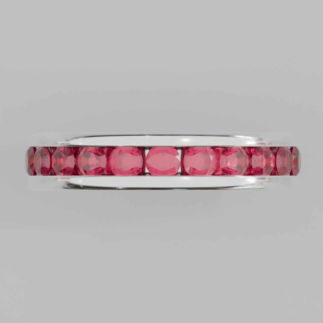 Churumbela Completa Rubi CANAL- Birthstone Julio -3.0mm - Churumbela de Oro (10k, 14k, 18k) y Moissanitas