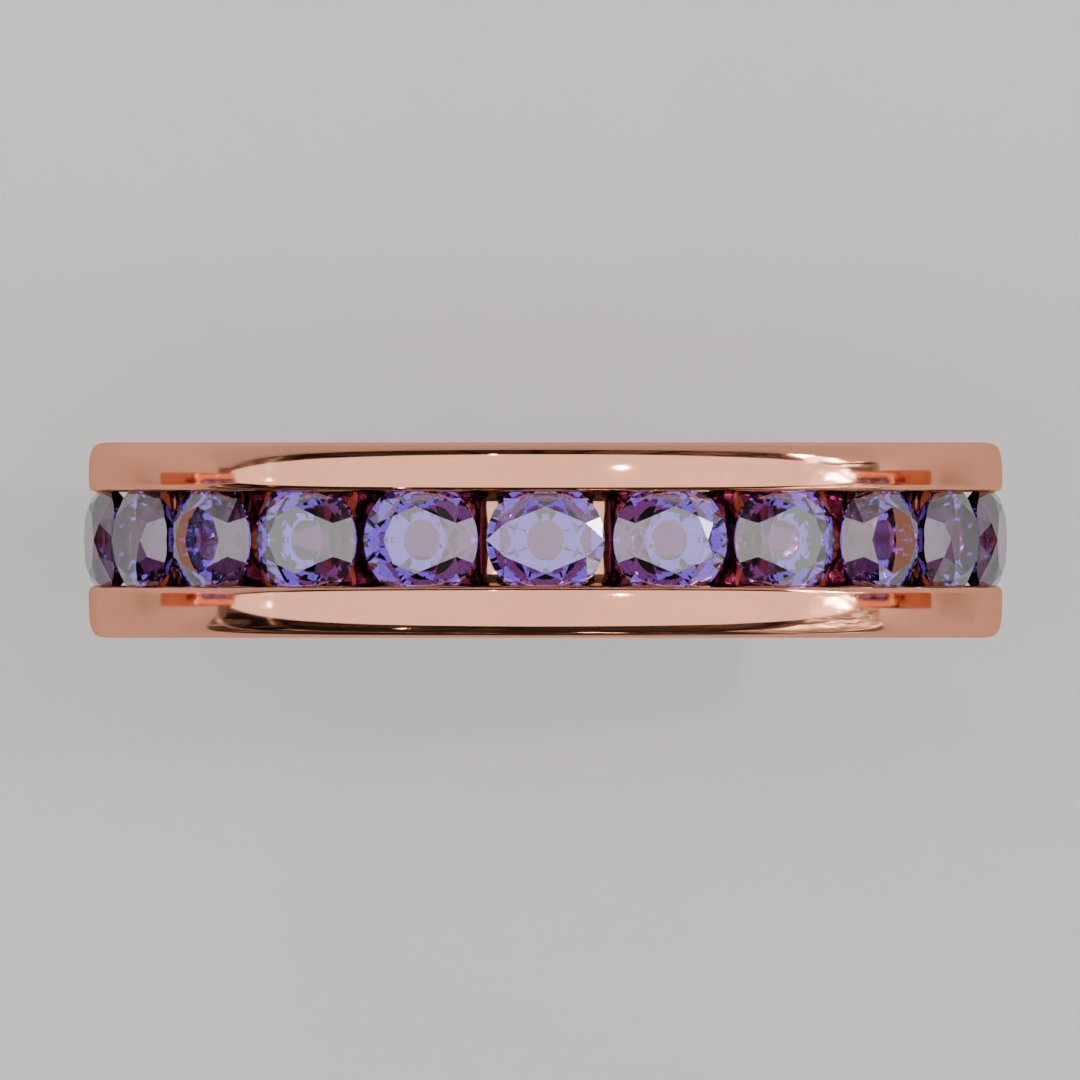 Churumbela Completa Alejandrita CANAL- Birthstone Junio -3.0mm - Churumbela de Oro (10k, 14k, 18k) y Moissanitas