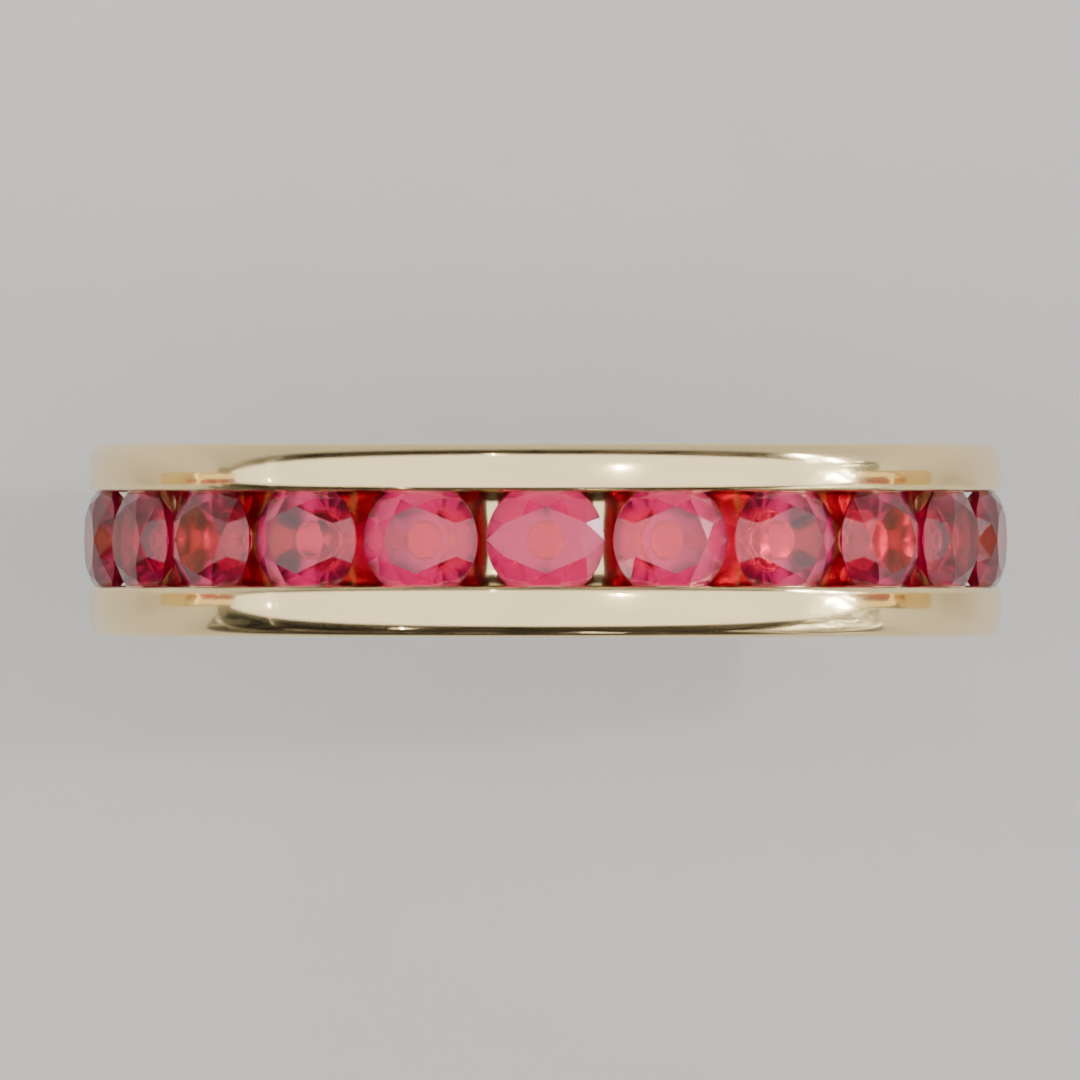 Churumbela Completa Rubi CANAL- Birthstone Julio -3.0mm - Churumbela de Oro (10k, 14k, 18k) y Moissanitas