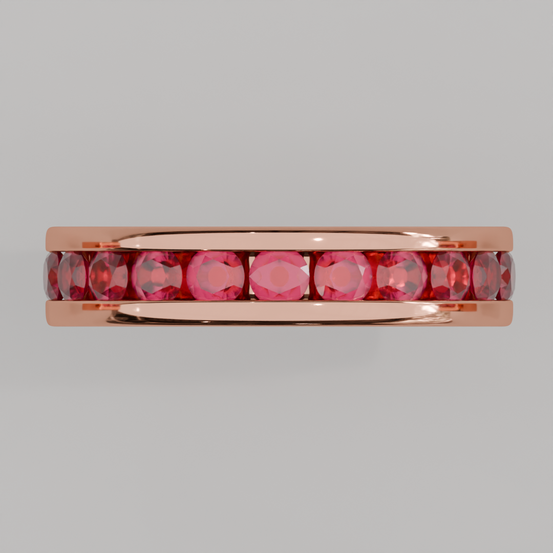 Churumbela Completa Rubi CANAL- Birthstone Julio -3.0mm - Churumbela de Oro (10k, 14k, 18k) y Moissanitas