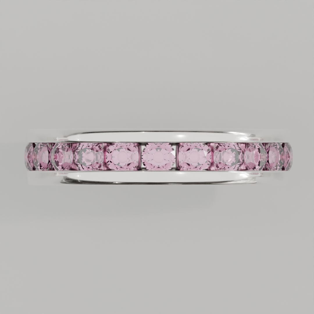 Churumbela Completa Turmalina Rosa CANAL - Birthstone Octubre - 3.0mm - Churumbela de Oro (10k, 14k, 18k) y Moissanitas
