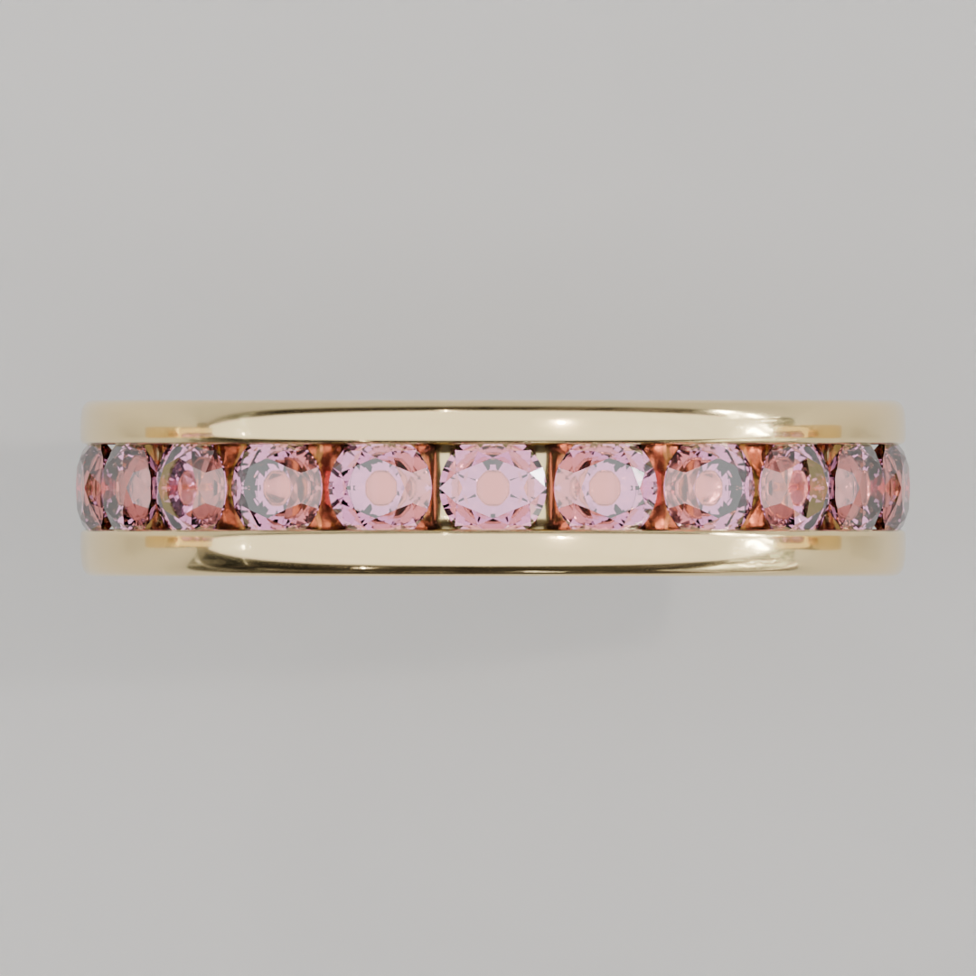 Churumbela Completa Turmalina Rosa CANAL - Birthstone Octubre - 3.0mm - Churumbela de Oro (10k, 14k, 18k) y Moissanitas