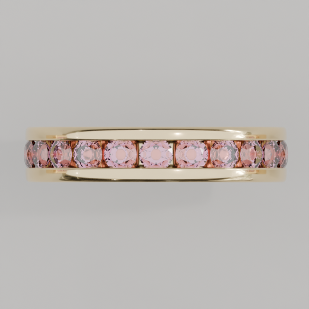 Churumbela Completa Turmalina Rosa CANAL - Birthstone Octubre - 3.0mm - Churumbela de Oro (10k, 14k, 18k) y Moissanitas