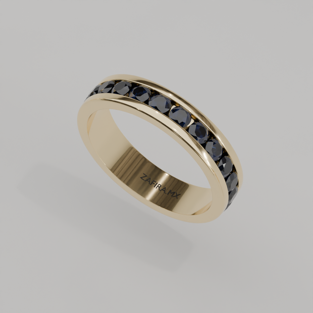 Churumbela Completa Zafiro CANAL - Birthstone Septiembre -3.0mm - Churumbela de Oro (10k, 14k, 18k) y Moissanitas