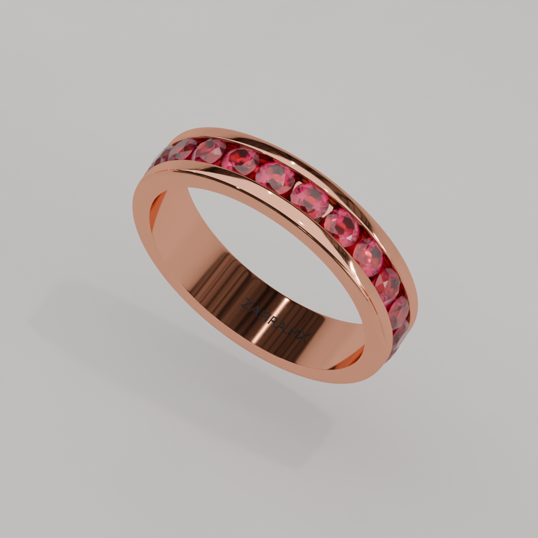 Churumbela Completa Rubi CANAL- Birthstone Julio -3.0mm - Churumbela de Oro (10k, 14k, 18k) y Moissanitas