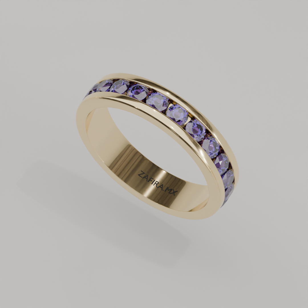 Churumbela Completa Alejandrita CANAL- Birthstone Junio -3.0mm - Churumbela de Oro (10k, 14k, 18k) y Moissanitas