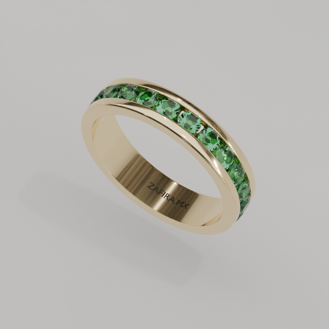 Churumbela Completa Esmeralda CANAL- Birthstone Mayo - 3.0mm - Churumbela de Oro (10k, 14k, 18k) y Moissanitas