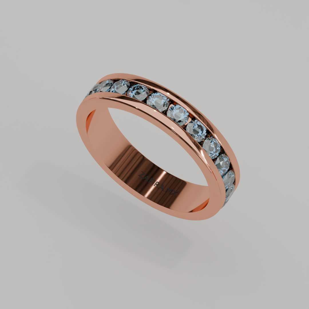 Churumbela Completa Topacio Azul CANAL- Birthstone Diciembre -3.0.mm - Churumbela de Oro (10k, 14k, 18k) y Moissanitas