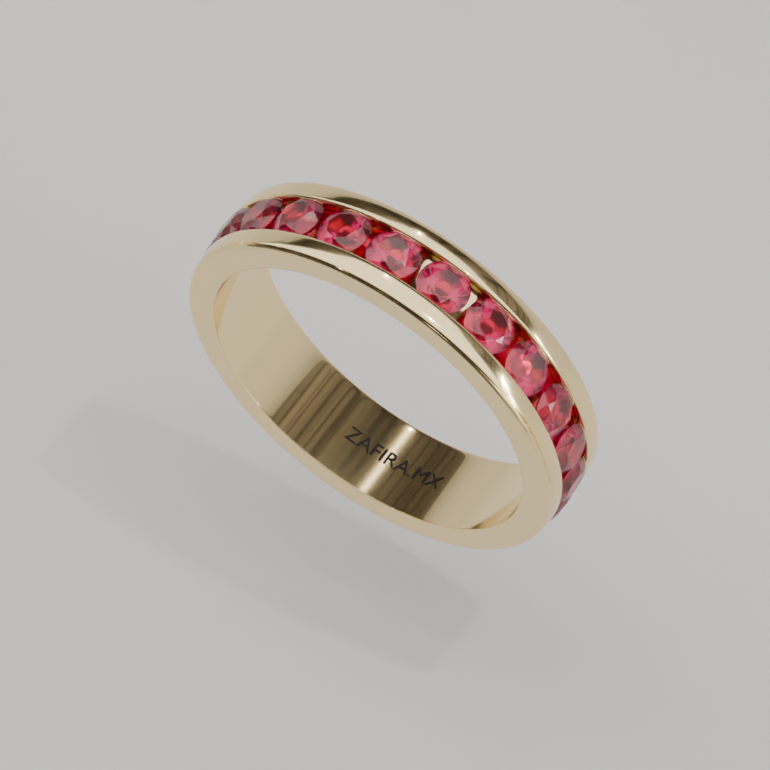 Churumbela Completa Rubi CANAL- Birthstone Julio -3.0mm - Churumbela de Oro (10k, 14k, 18k) y Moissanitas