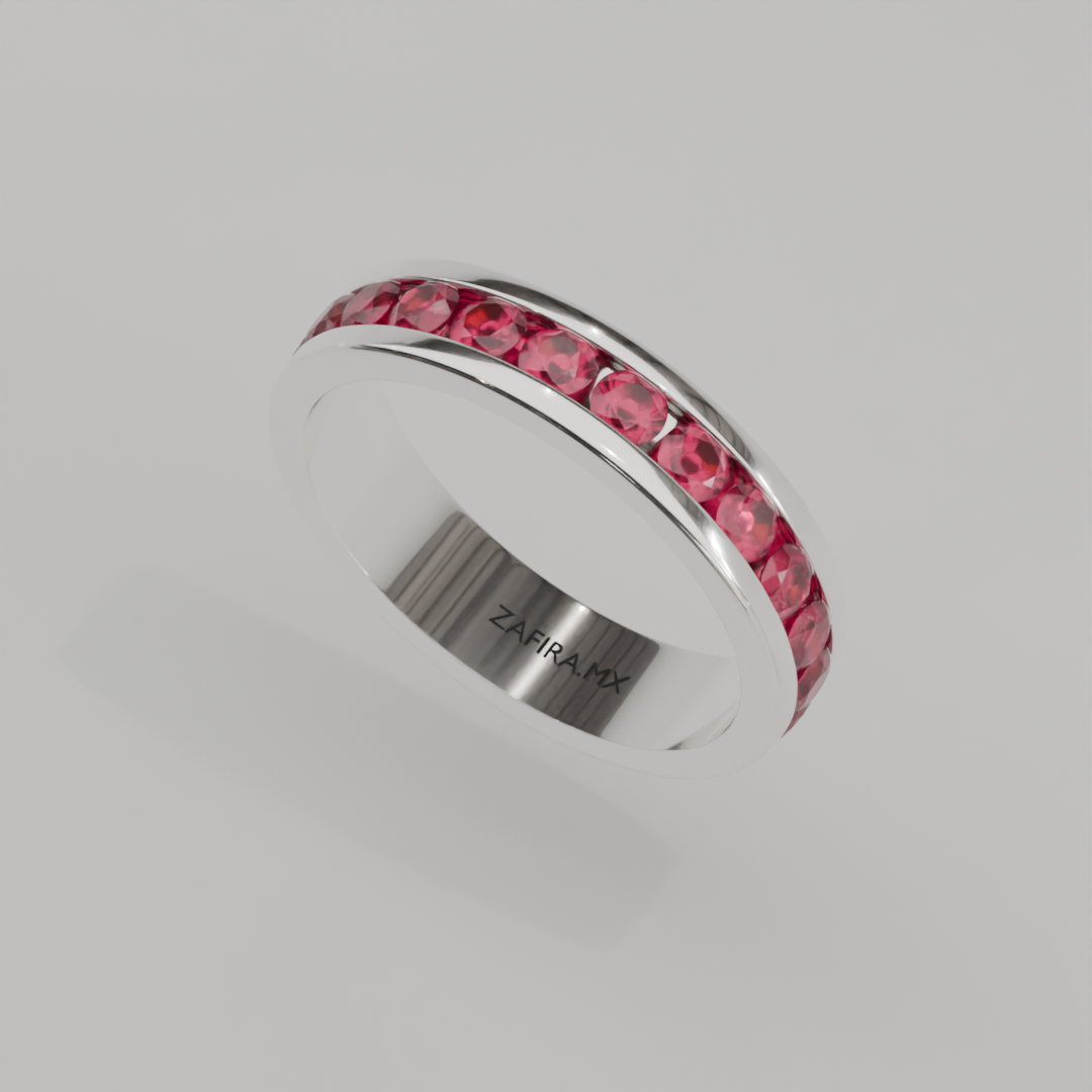 Churumbela Completa Rubi CANAL- Birthstone Julio -3.0mm - Churumbela de Oro (10k, 14k, 18k) y Moissanitas