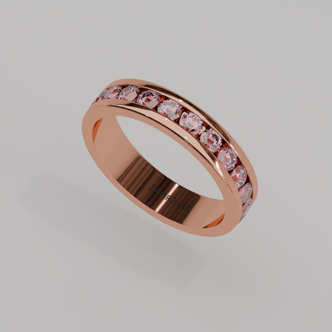 Churumbela Completa Turmalina Rosa CANAL - Birthstone Octubre - 3.0mm - Churumbela de Oro (10k, 14k, 18k) y Moissanitas