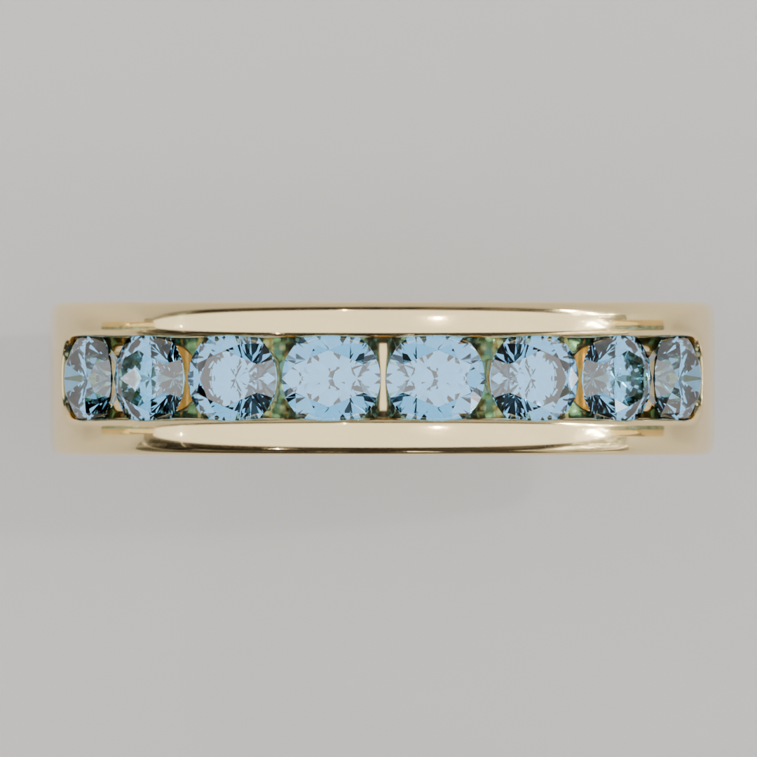 Media Churumbela Topacio Azul CANAL- Birthstone Diciembre -3.5mm - Churumbela de Oro (10k, 14k, 18k) y Moissanitas