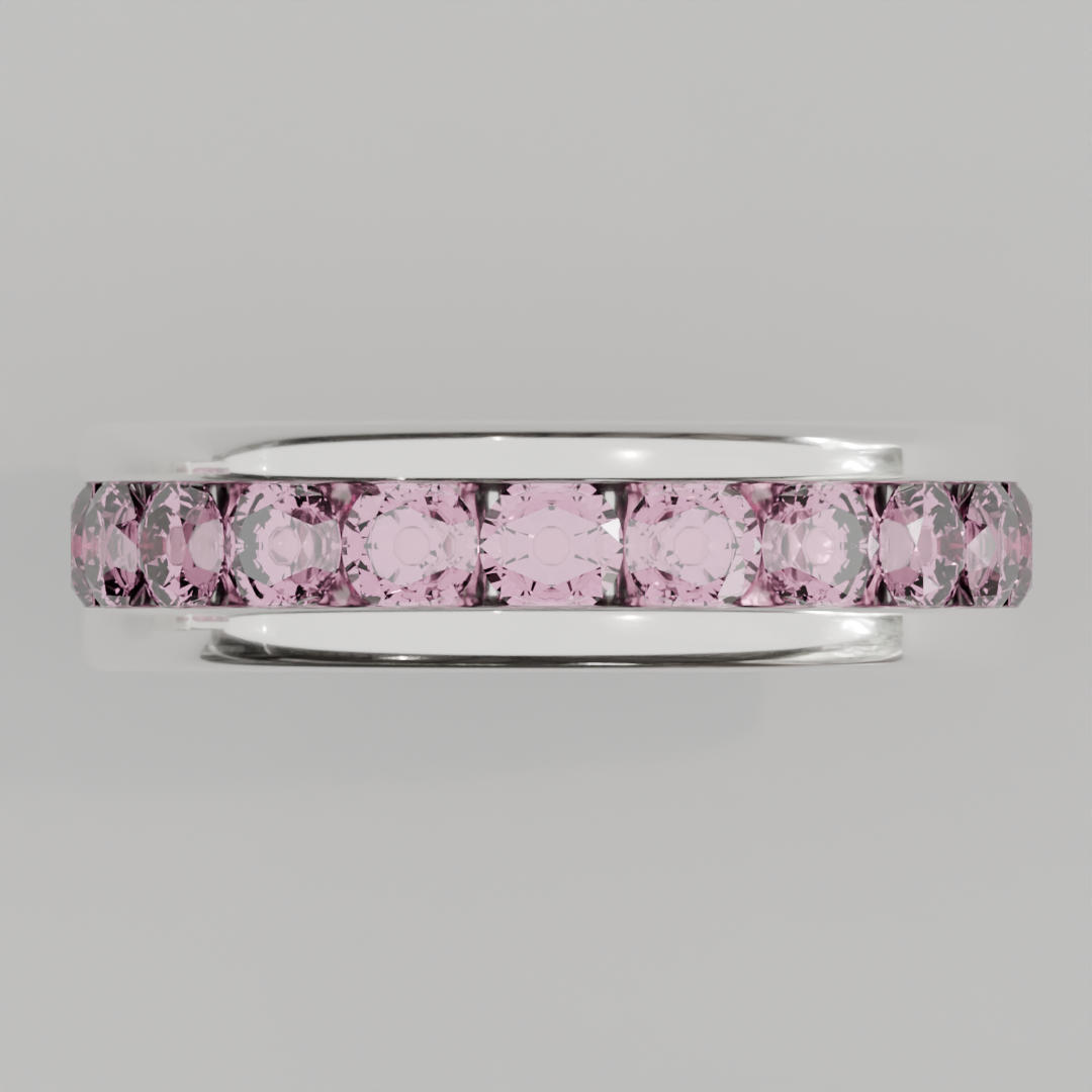 Churumbela Completa Turmalina Rosa CANAL - Birthstone Octubre - 3.5mm - Churumbela de Oro (10k, 14k, 18k) y Moissanitas