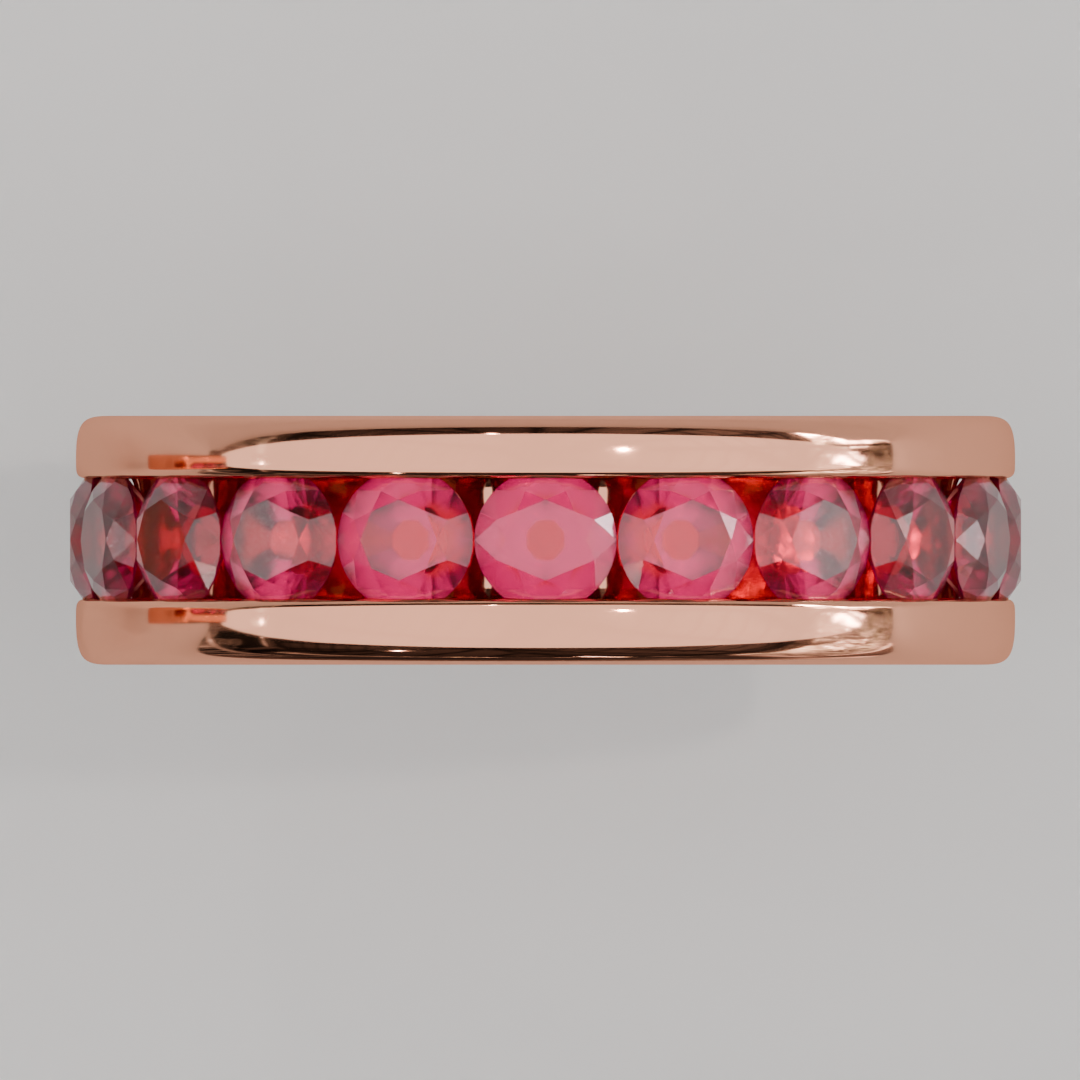 Churumbela Completa Rubi CANAL - Birthstone Julio - 3.5mm - Churumbela de Oro (10k, 14k, 18k) y Moissanitas — joyería hecha a mano por Zafira MX (foto 8)