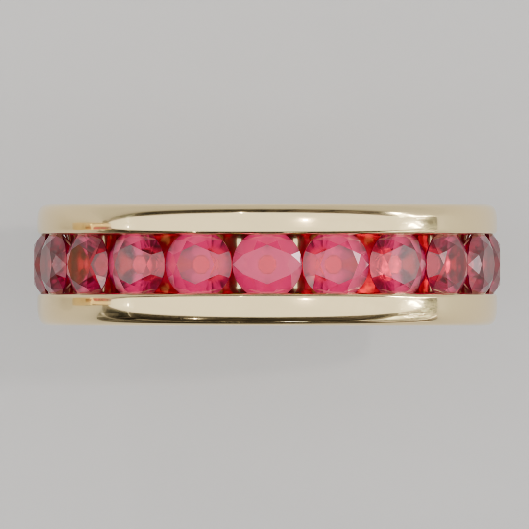 Churumbela Completa Rubi CANAL - Birthstone Julio - 3.5mm - Churumbela de Oro (10k, 14k, 18k) y Moissanitas — joyería hecha a mano por Zafira MX (foto 2)
