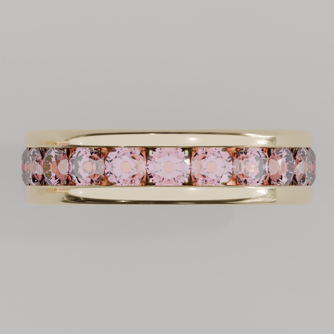 Churumbela Completa Turmalina Rosa CANAL - Birthstone Octubre - 3.5mm - Churumbela de Oro (10k, 14k, 18k) y Moissanitas