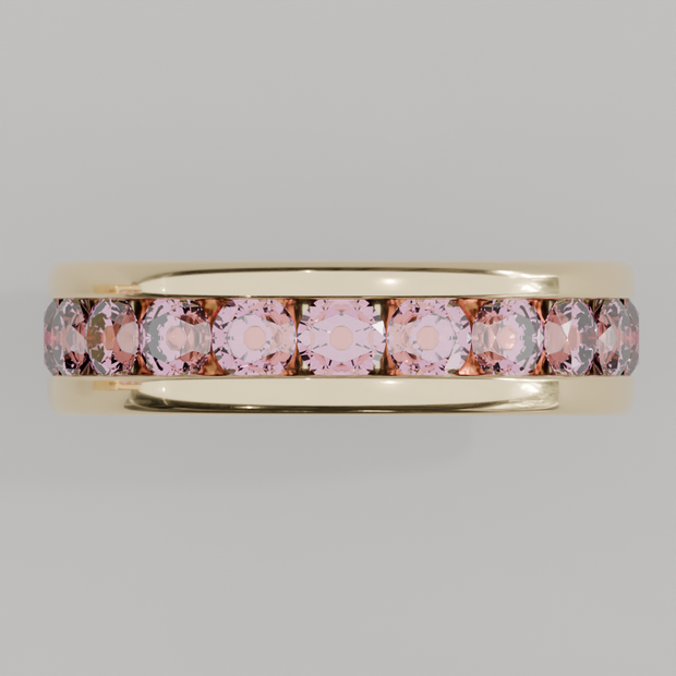 Churumbela Completa Turmalina Rosa CANAL - Birthstone Octubre - 3.5mm - Churumbela de Oro (10k, 14k, 18k) y Moissanitas