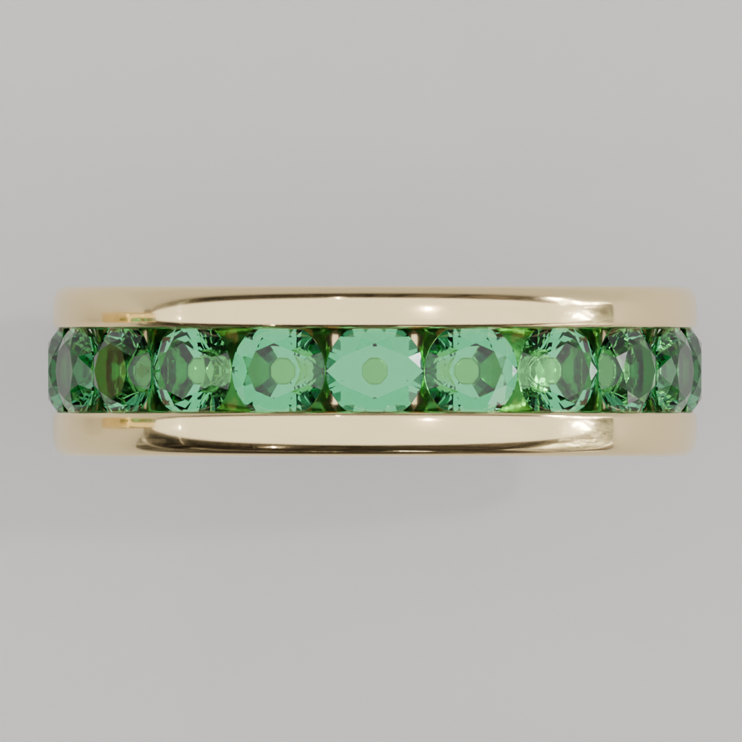 Churumbela Completa Esmeralda CANAL- Birthstone Mayo - 3.5mm - Churumbela de Oro (10k, 14k, 18k) y Moissanitas