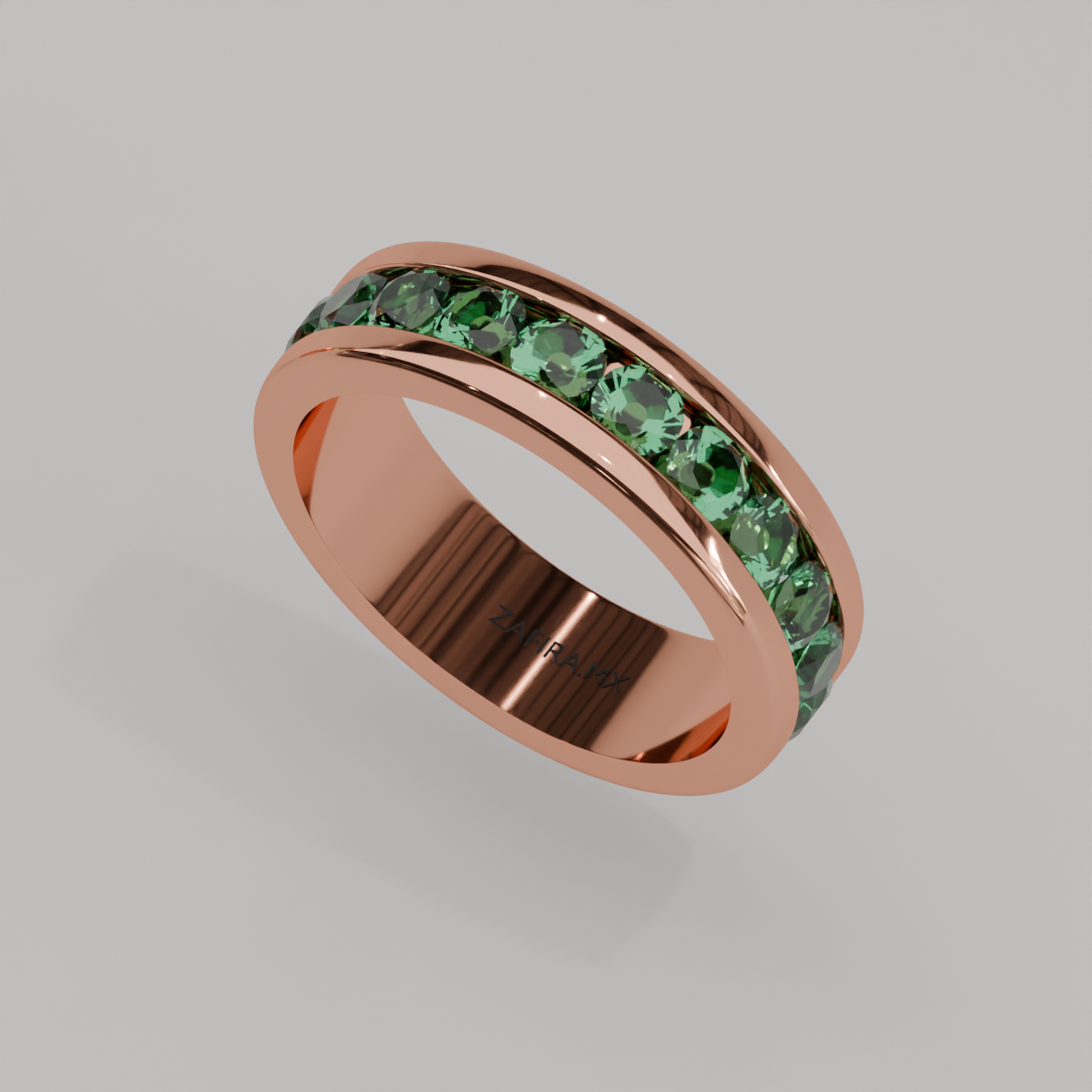 Churumbela Completa Esmeralda CANAL- Birthstone Mayo - 3.5mm - Churumbela de Oro (10k, 14k, 18k) y Moissanitas