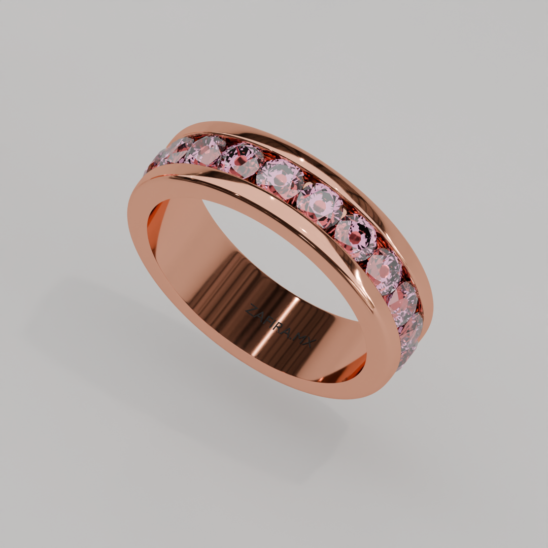 Churumbela Completa Turmalina Rosa CANAL - Birthstone Octubre - 3.5mm - Churumbela de Oro (10k, 14k, 18k) y Moissanitas