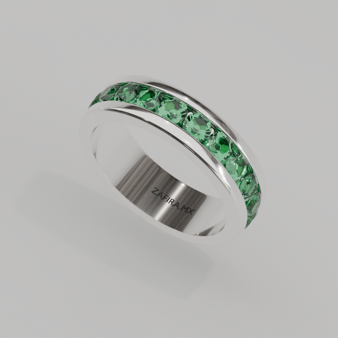 Churumbela Completa Esmeralda CANAL- Birthstone Mayo - 3.5mm - Churumbela de Oro (10k, 14k, 18k) y Moissanitas