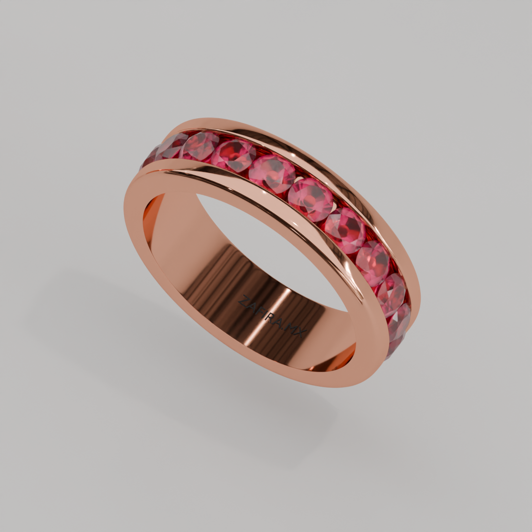 Churumbela Completa Rubi CANAL - Birthstone Julio - 3.5mm - Churumbela de Oro (10k, 14k, 18k) y Moissanitas — joyería hecha a mano por Zafira MX (foto 9)