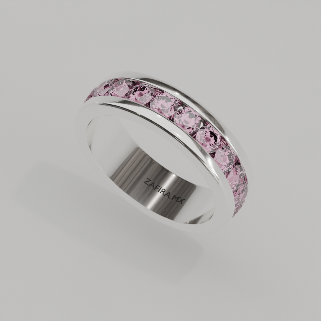 Churumbela Completa Turmalina Rosa CANAL - Birthstone Octubre - 3.5mm - Churumbela de Oro (10k, 14k, 18k) y Moissanitas