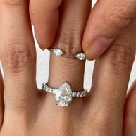 Anillo semi abierto de Apilamiento o Ring Wrap Corte Pera - Anillo de Compromiso en Oro (10k, 14k, 18k) y Diamante Lab-Grown