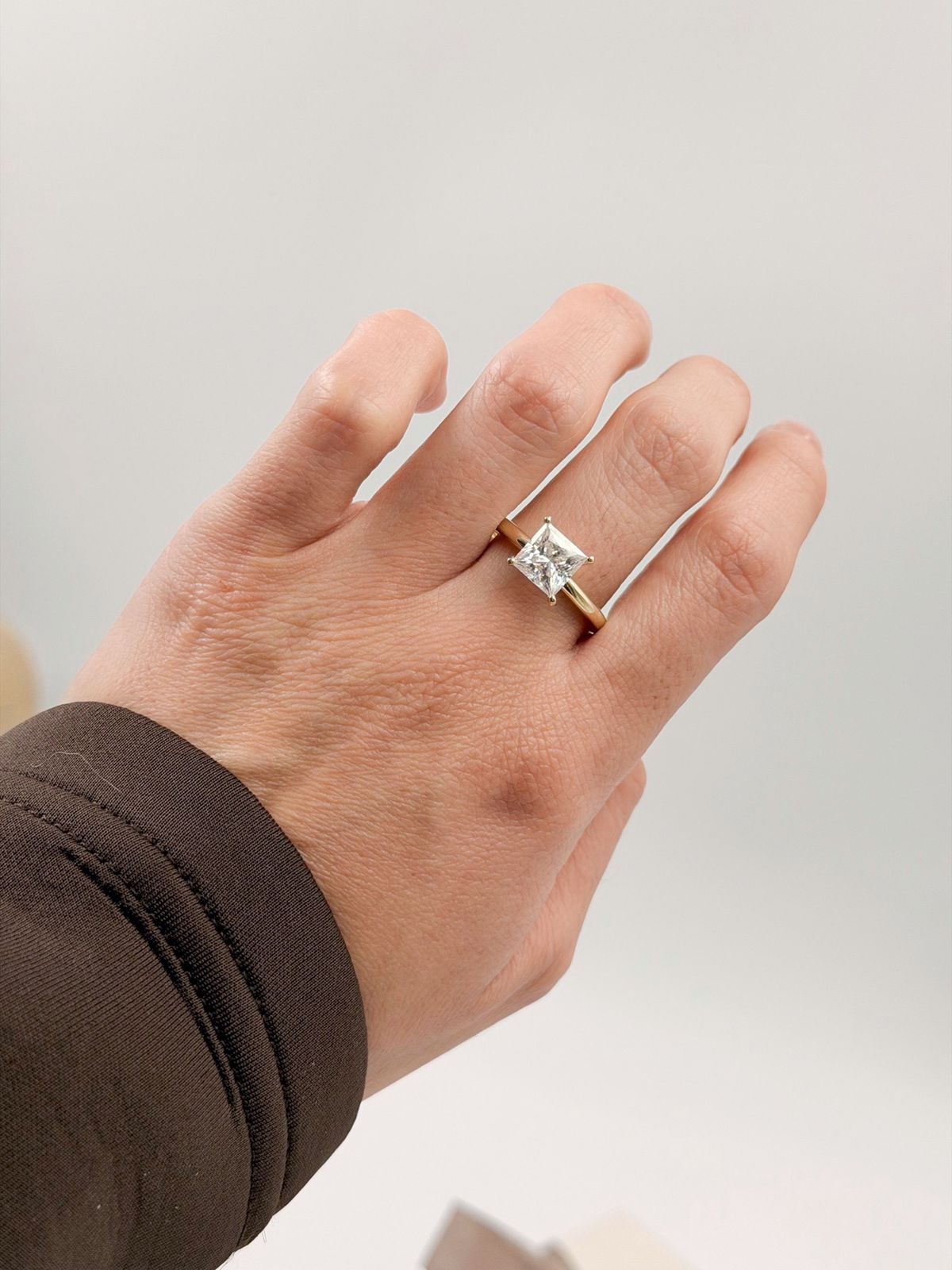 Anillo de Compromiso 2.0ct Corte PRINCESA Solitario - Anillo de Compromiso en Oro (10k, 14k, 18k) o Plata 0.925 y Diamante Lab-Grown o Moissanita