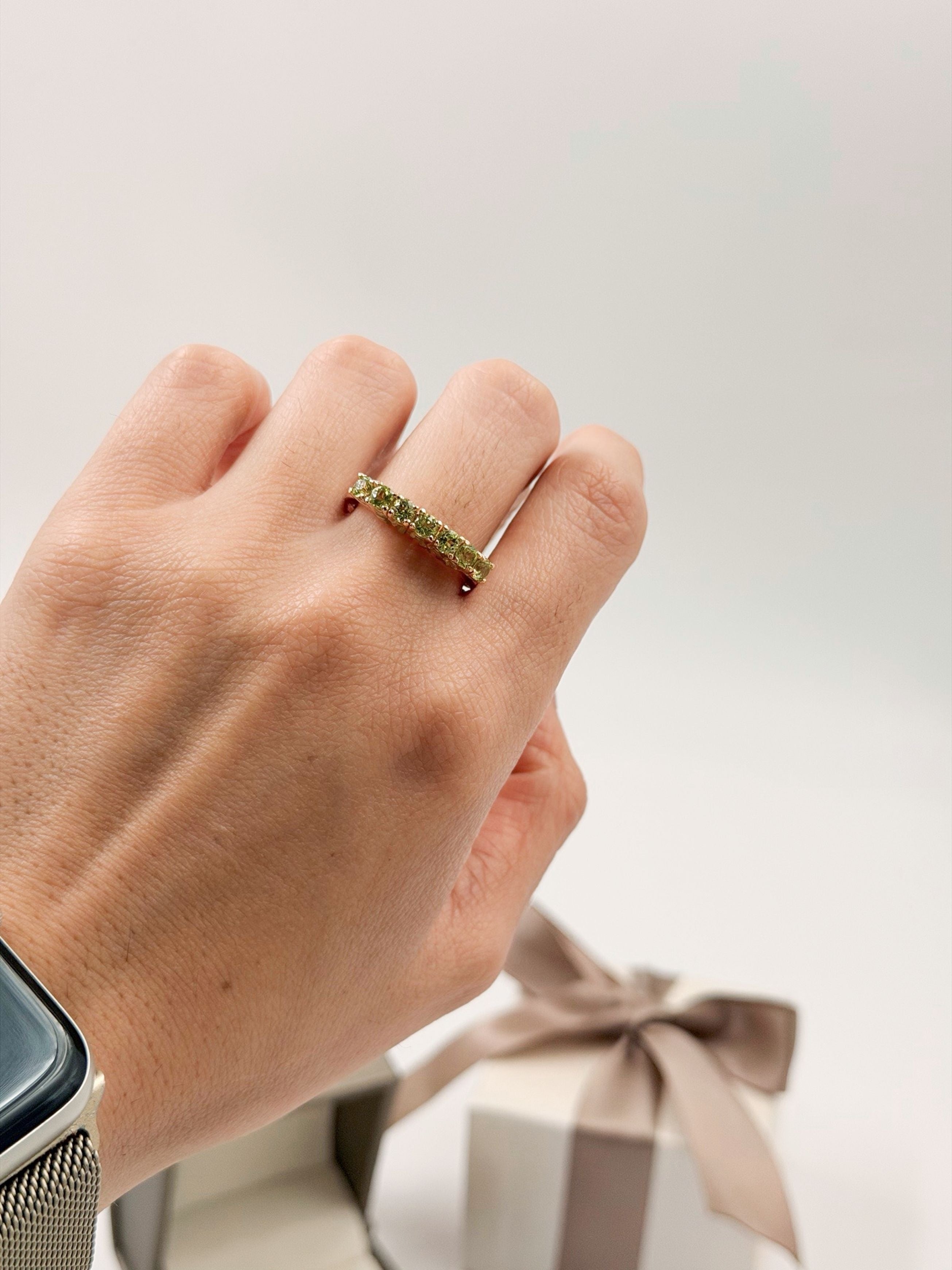 Anillo Mamá con Nombre de Hijo y Piedras - Oro (10k, 14k, 18k) o Plata 0.925