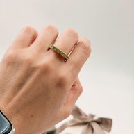 Anillo Mamá con Nombre de Hijo y Piedras - Oro (10k, 14k, 18k) o Plata 0.925