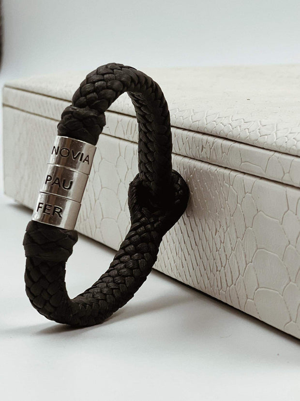 Pulsera Piel con Aritos en plata 0.925