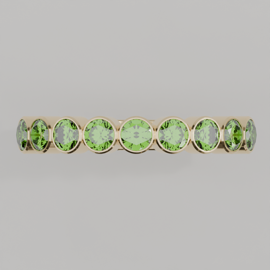 Anillo Media Churumbela Peridoto Birthstone Agosto Bisel (3.0mm) - Joyería Fina en Oro Sólido (10k, 14k, 18k) o Plata 0.925 — joyería hecha a mano por Zafira MX (foto 3)