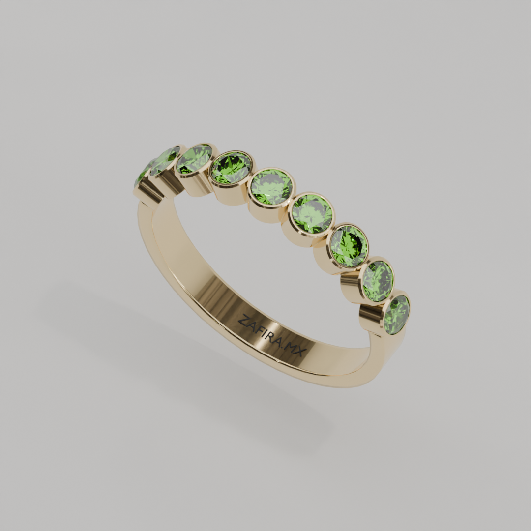 Anillo Media Churumbela Peridoto Birthstone Agosto Bisel (3.0mm) - Joyería Fina en Oro Sólido (10k, 14k, 18k) o Plata 0.925 — joyería hecha a mano por Zafira MX (foto 1)