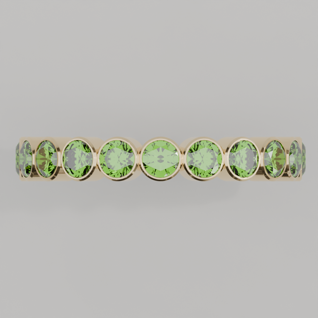 Anillo Churumbela Completa Peridoto Birthstone Agosto Bisel (3.0mm) - Joyería Fina en Oro Sólido (10k, 14k, 18k) o Plata 0.925