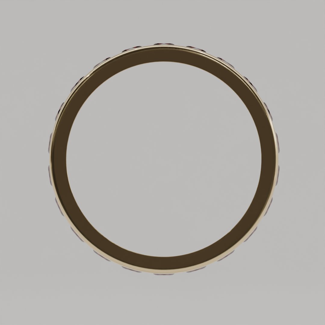 Anillo Churumbela Completa Granate Birthstone Enero Canal (3.0mm) - Joyería Fina en Oro Sólido (10k, 14k, 18k) o Plata 0.925