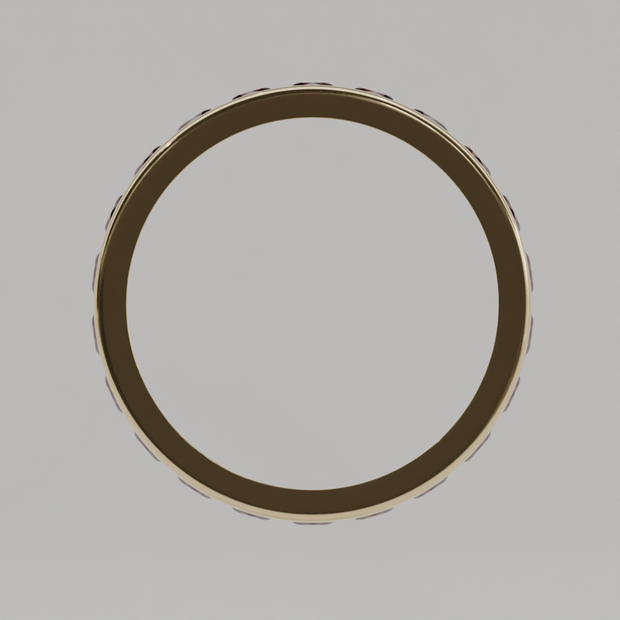 Anillo Churumbela Completa Granate Birthstone Enero Canal (3.0mm) - Joyería Fina en Oro Sólido (10k, 14k, 18k) o Plata 0.925
