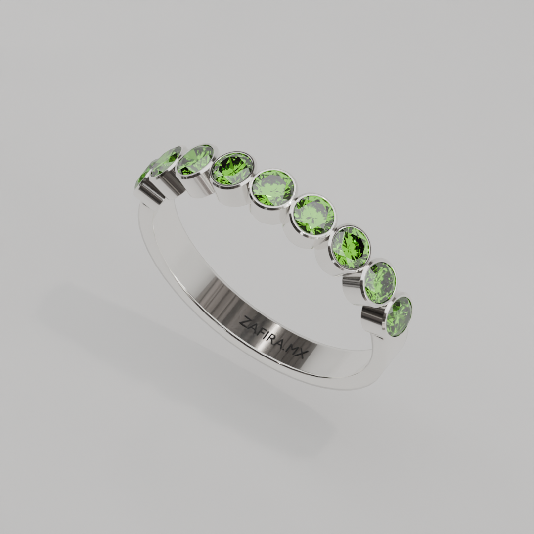 Anillo Media Churumbela Peridoto Birthstone Agosto Bisel (3.0mm) - Joyería Fina en Oro Sólido (10k, 14k, 18k) o Plata 0.925 — joyería hecha a mano por Zafira MX (foto 6)