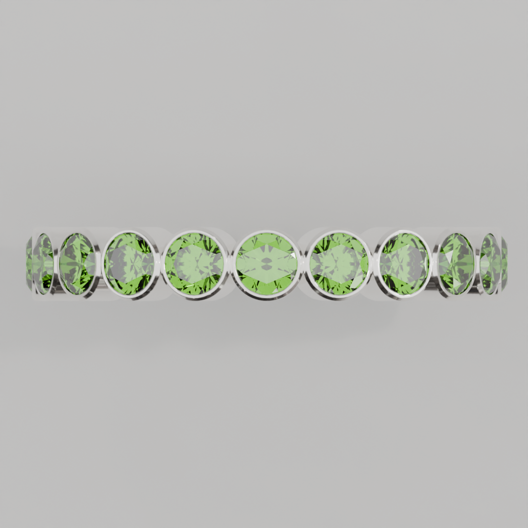 Anillo Churumbela Completa Peridoto Birthstone Agosto Bisel (3.0mm) - Joyería Fina en Oro Sólido (10k, 14k, 18k) o Plata 0.925