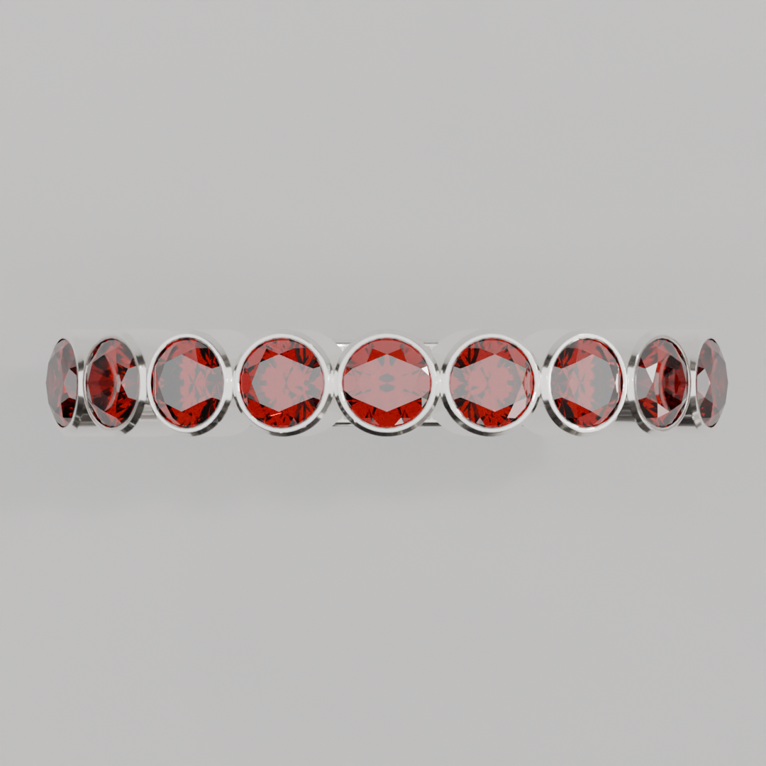 Anillo Media Churumbela Granate Birthstone Enero Bisel (3.0mm) - Joyería Fina en Oro Sólido (10k, 14k, 18k) o Plata 0.925