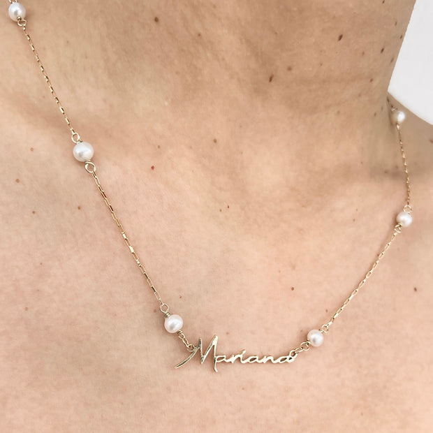 Collar Nombre Piedras Preciosas - Joyería Personalizada en Oro (10k, 14k, 18k) o Plata