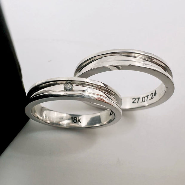 Argollas Adriana con Incrustación Diamante Labgrown - Argolla de Matrimonio en Oro Sólido (10k, 14k, 18k)