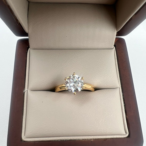 Anillo de Compromiso Clásico 1.0ct Corte REDONDO solitario- Anillo de Compromiso en Oro (10k, 14k, 18k) o plata 0.925 y Diamante Lab-Grown o Moissanita